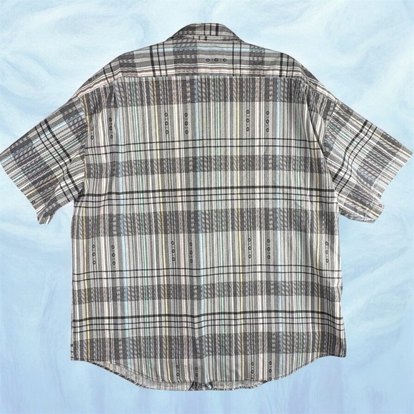 VTG Expressions XL Men's Colorful Pastel Plaid Aztec Print Button Up Shirt - Picture 2 of 10